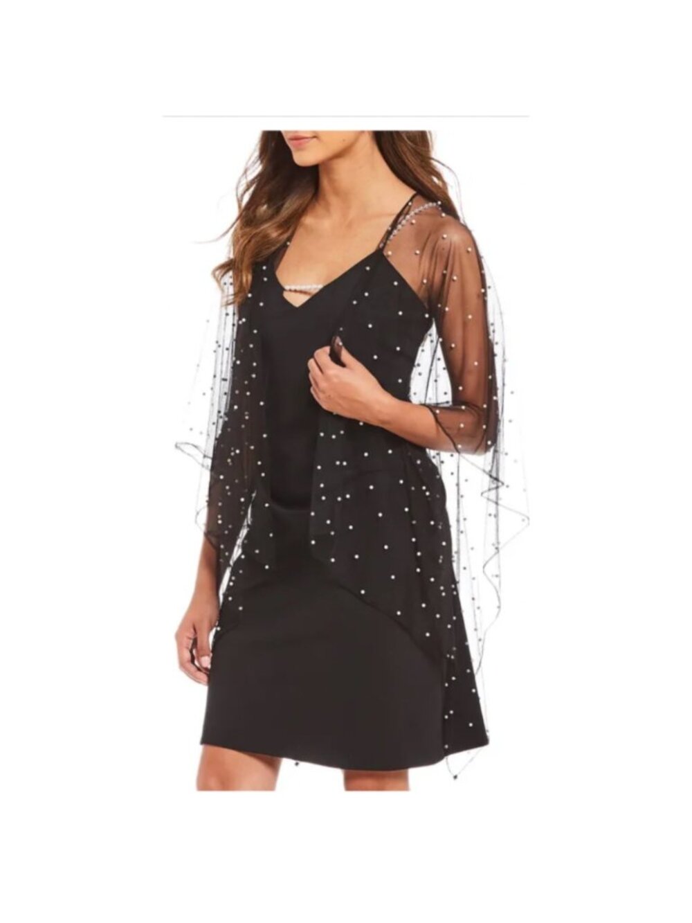 Karl Lagerfeld Paris Embellished Pearl Mesh Open Topper Womens One Size NWT
